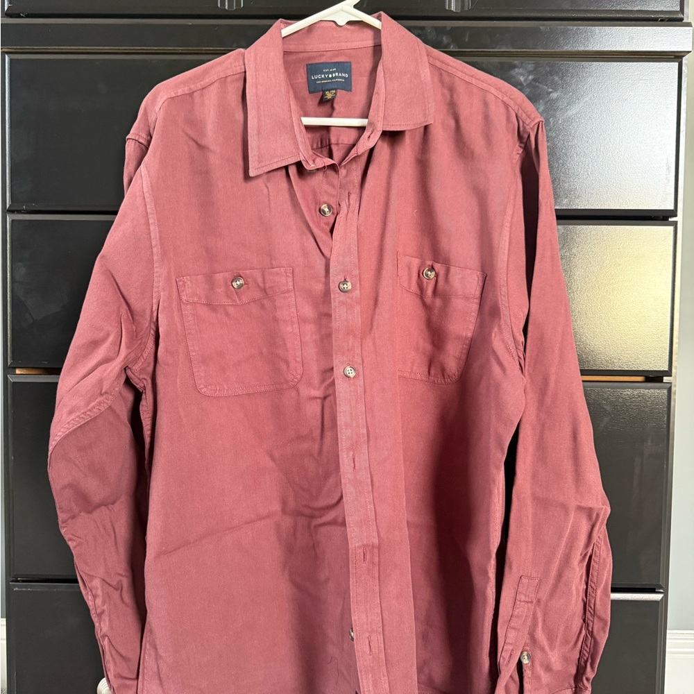 Lucky Brand Men's Long Sleeve Red Button-Up Shirt size XL
